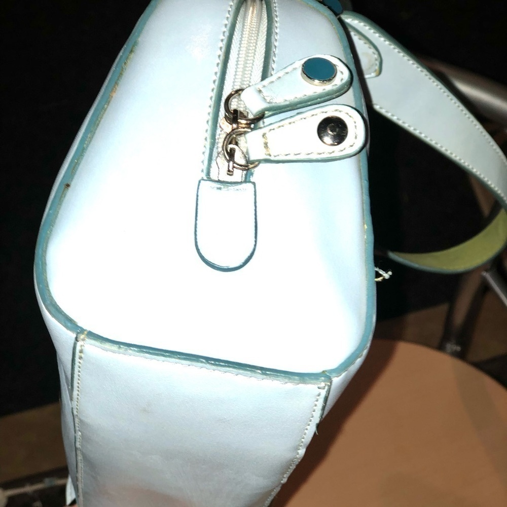 Mondani New York Pale Blue and green hand bag purse - Picture 6 of 9
